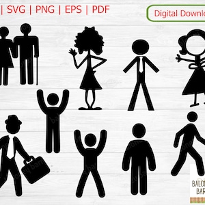 Stick People SVG, Stick Figures Clipart, Stick Man In Suit, Stick Woman, Stick Girl, Elderly Couple, Old Folks, Digital Download