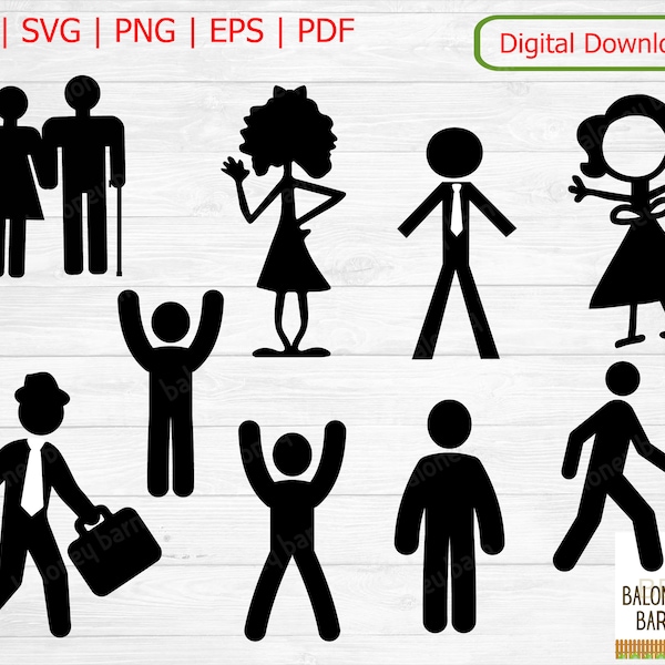 Stick People SVG, Stick Figures Clipart, Stick Man In Suit, Stick Woman, Stick Girl, Elderly Couple, Old Folks, Digital Download