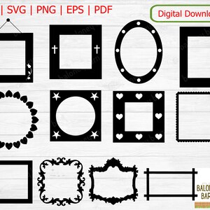 Rahmen Clipart SVG, Bilderrahmen, Fotorahmen, quadratische rechteckige ovale verzierte Rahmen, Kunstrahmen anordnen, Bildanzeige, digitaler Download