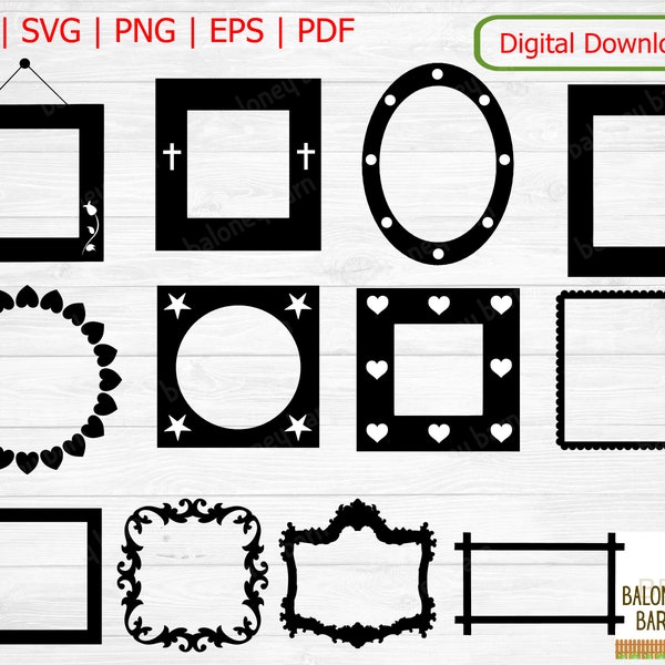 Frames Clipart SVG, Picture Mount, Photo Frame, Square Rectangular Oval Ornate Frames, Art Frame Arrange, Picture Display, Digital Download