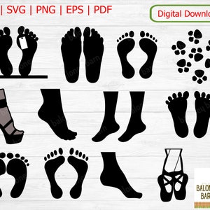 Voeten clipart SVG, voeten silhouet, voet print, Zehen teen tag, 10 tenen sticker, dames voet hoge hak, hondenpoot, voet ontwerpen, digitale download