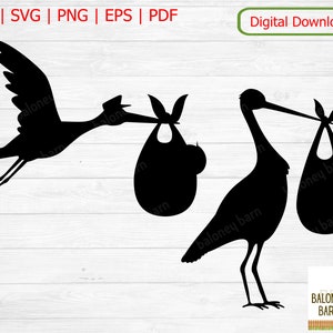 Clipart ooievaar, baby onderweg SVG, silhouet baby en ooievaar, levering ooievaar, ooievaar brengt baby, waar baby vandaan komt, digitale download