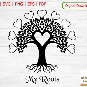 Clipart albero genealogico, SVG albero genealogico, le mie radici, silhouette albero, i miei antenati, riunione di famiglia, albero della vita, siamo una famiglia, download digitale