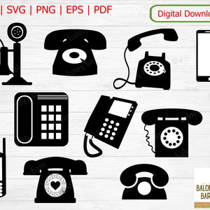 Phones Clipart SVG, Telephone Silhouette, Phone Designs, Candlestick Telephone, Rotary Dial, Cell Telefon, Flip Phone, Digital Download