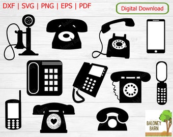 Phones Clipart SVG, Telephone Silhouette, Phone Designs, Candlestick Telephone, Rotary Dial Phone, Cell Phone, Flip Phone, Digital Download