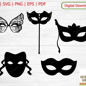 Maske Clipart, Maske SVG, Maske Silhouette, Maskenball, Festival Maske, Halloween Verkleidung, Gesichtsbedeckung, Karneval Maske, digitaler Download