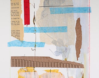 Abstract Landscape 9. Original art - Mixed media with collage elements on Strathmore Heavyweight Mixed Media paper.
