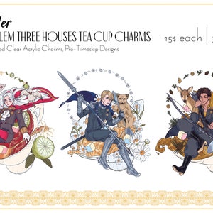 Fire Emblem Three Houses: 3.5" Tea Cup Charms