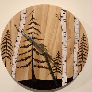Wood Burned Tree Clock