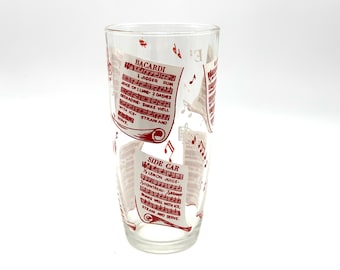 Vintage Cocktail Recipes & Measurements Shaker, MCM, Red and White Retro Barware