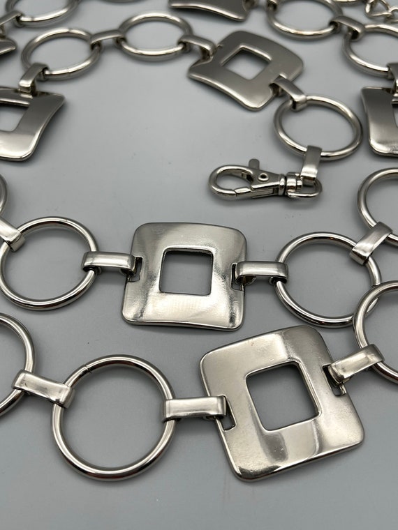 Boho Chain Link Belt Retro Silver Metal Link Belt Gem