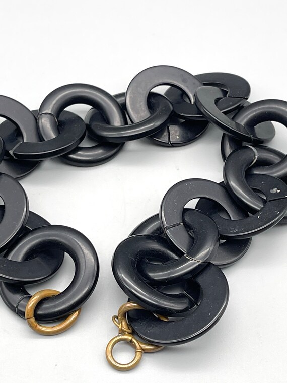 Chunky Black Necklace - Retro Link Choker - image 1