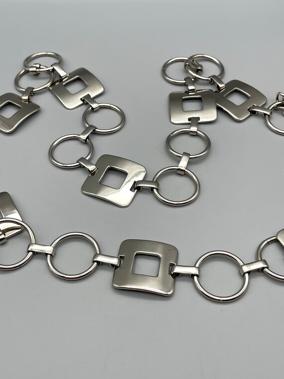 Boho Chain Link Belt Retro Silver Metal Link Belt Gem