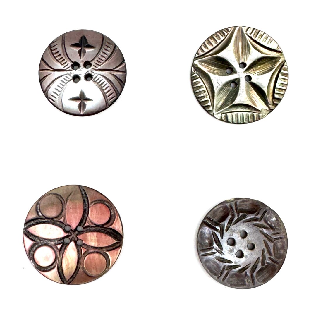 Antique Carved Shell Buttons Set, Unique Vintage Collection - Etsy