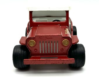 Tonka Jeep, Vintage Red Jeep, Canopy Top, Pressed Steel