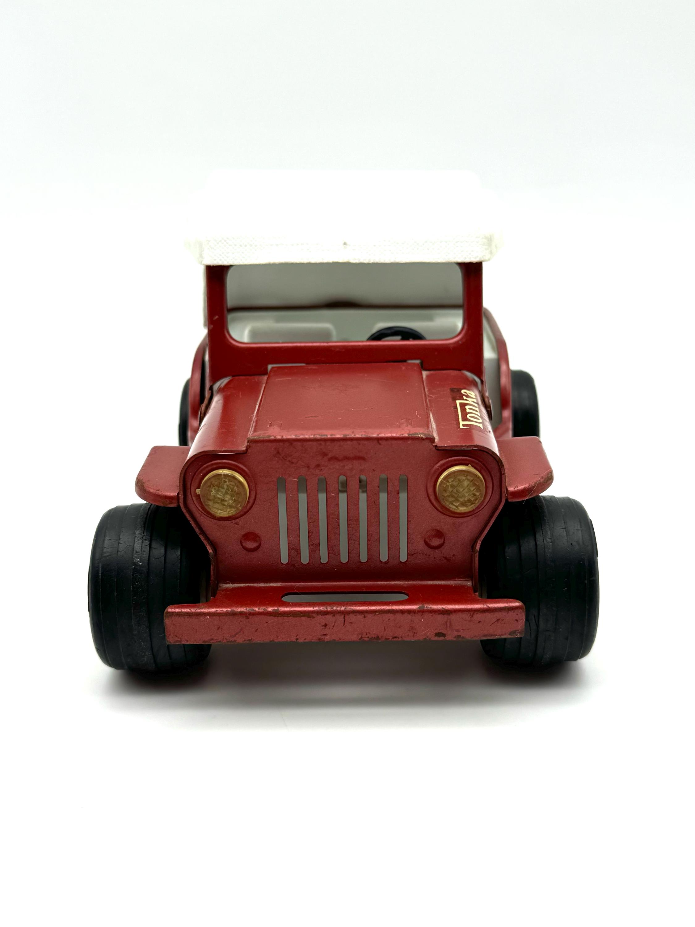 Tonka Jeep, Vintage Red Jeep, Canopy Top, Pressed Steel