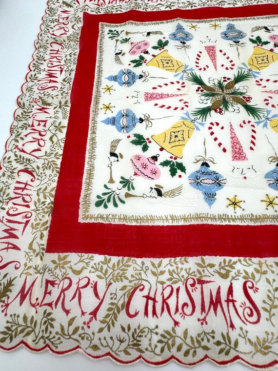 Christmas Handkerchief, Vintage Holiday Hankie, C… - image 5