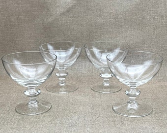 Vintage Glassware, Sherbet Glasses, Cocktail Glasses, Set of Four, Martini, Vintage Barware