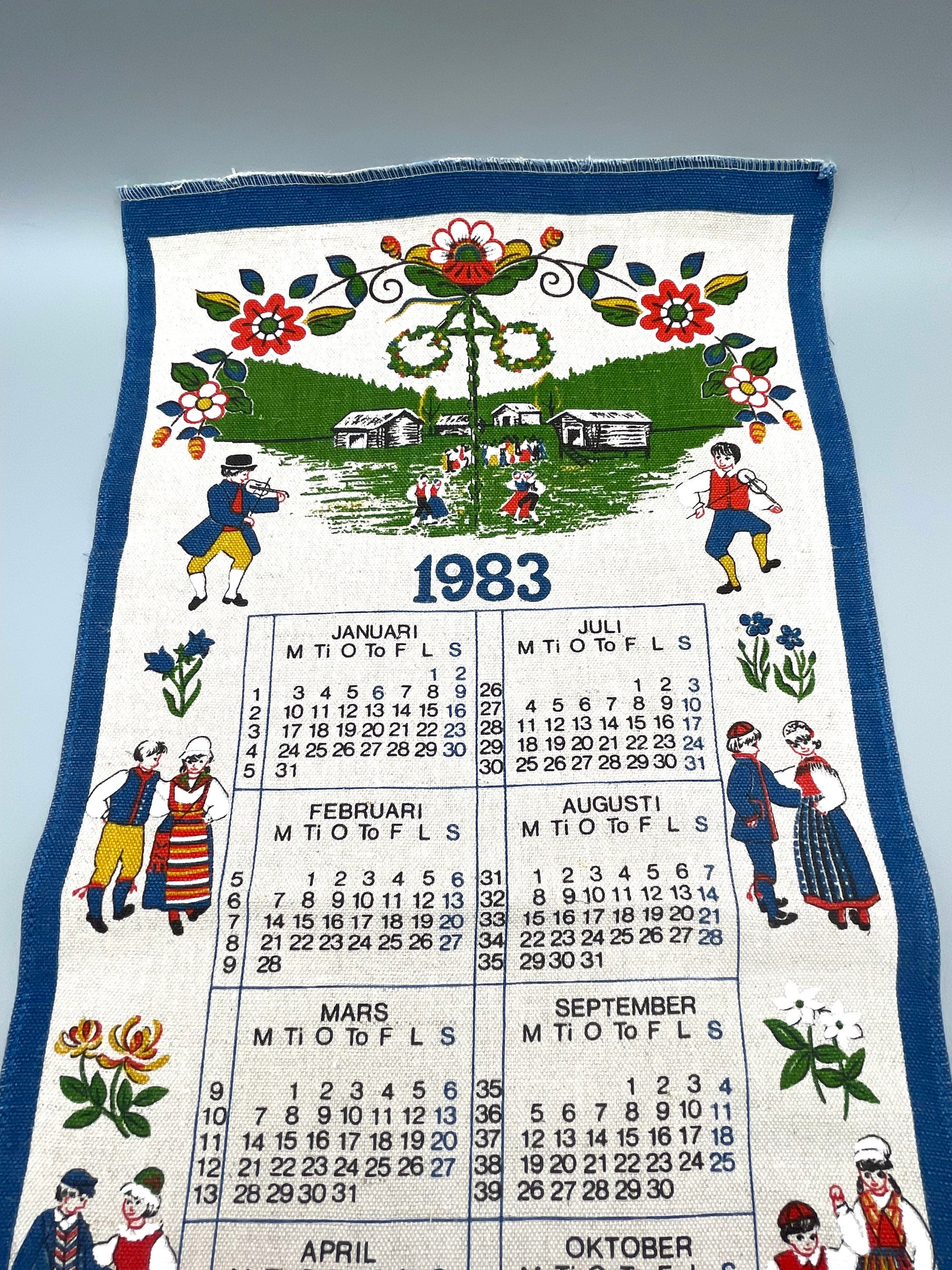 Vintage Swedish Linen Calendar Towel 1983 Switzerland Souvenir Towel - Etsy