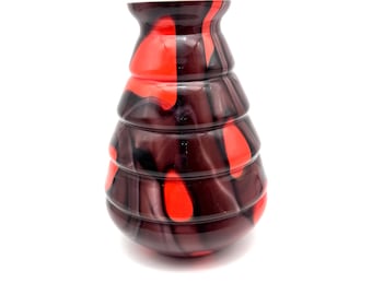 Kralik Czech Bohemian Glass Vase, Hand Blown, Art Deco, Brown and Red Orange,
