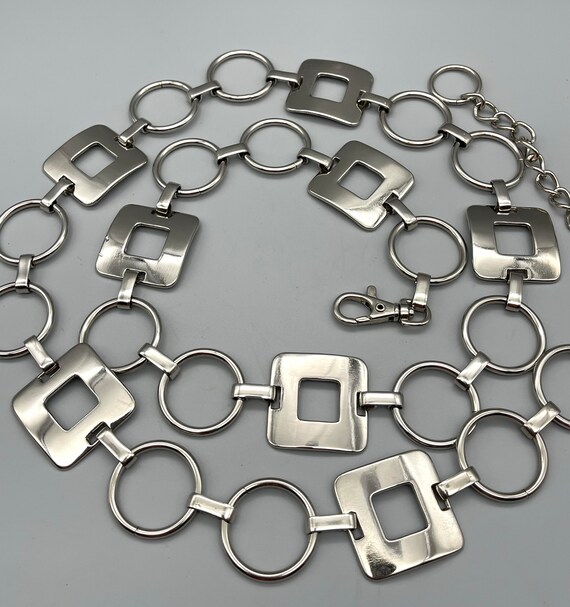 Boho Chain Link Belt Retro Silver Metal Link Belt Gem