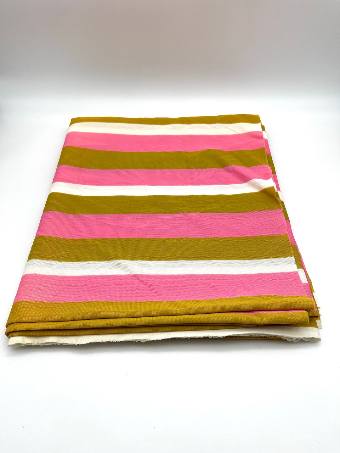 Striped Knit Fabric Retro Pink & Gold Stripes Etsy