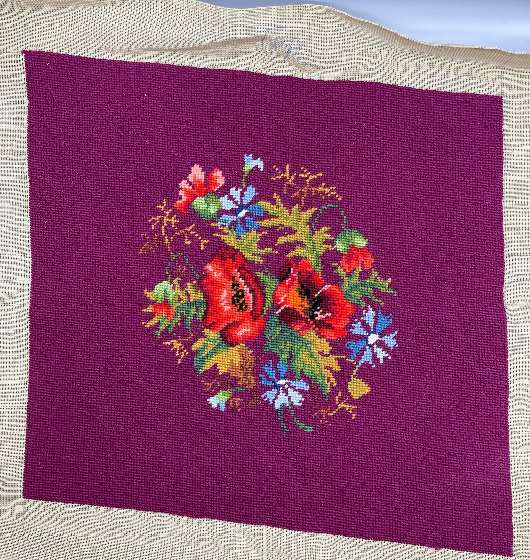 Vintage Needlepoint Needlepoint Chair Covers Vintage Flower Etsy