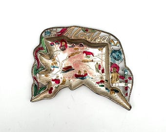 Alaska Ashtray, Painted Aluminum, Travel Souvenir, Kitschy 1950's Tin Ashtray, Made in Japan