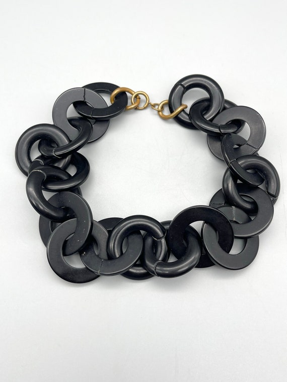 Chunky Black Necklace - Retro Link Choker - image 8