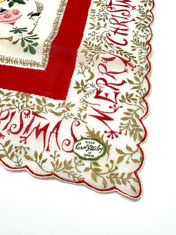Christmas Handkerchief, Vintage Holiday Hankie, C… - image 3