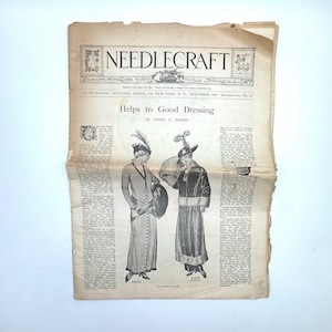 Antique Craft Magazine, Sewing Ephemera, Needlecraft The Home Arts Magazine December 1914, Vintage Ephemera, Home Dressmaking, Advertising