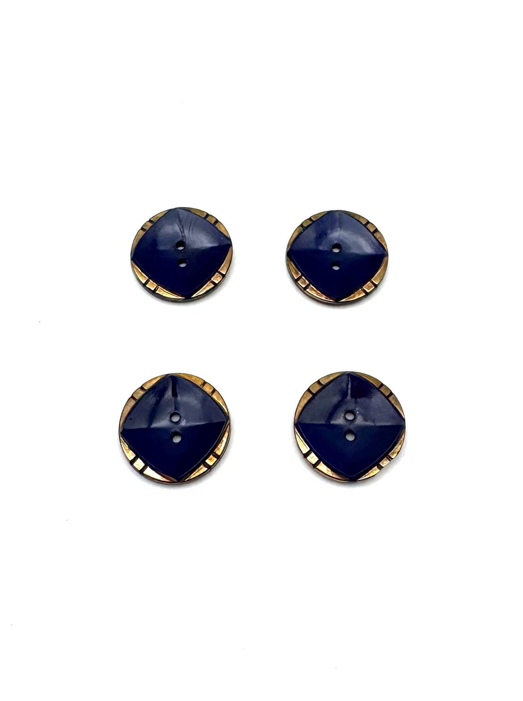 Navy Gold Button Glass Buttons, Vintage Navy Blue and Gold, Set of 4 - Etsy