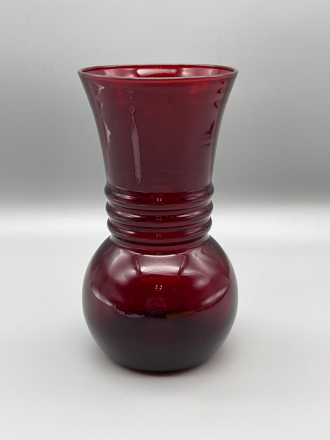 Royal Ruby Glass Vase, Vintage Anchor Hocking Glass Vase, Red Glass Flower Vase, Gift for Her