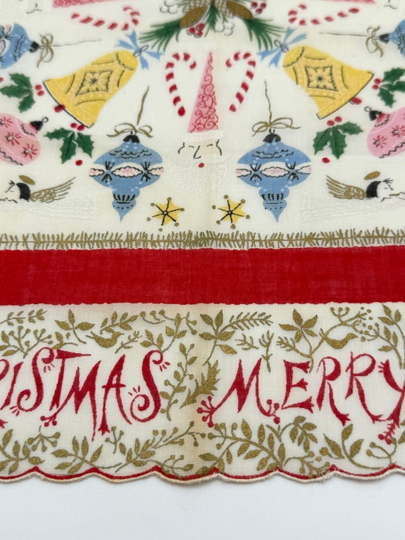 Christmas Handkerchief, Vintage Holiday Hankie, C… - image 6