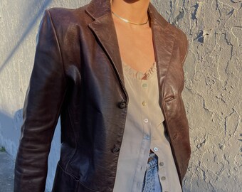 Vintage Leather Coat \u2013 90s Leather Blazer