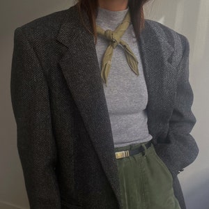 Vintage 90s Boyfriend Blazer in Gray| 100% Wool | Blazer Jacket | Minimalist Style