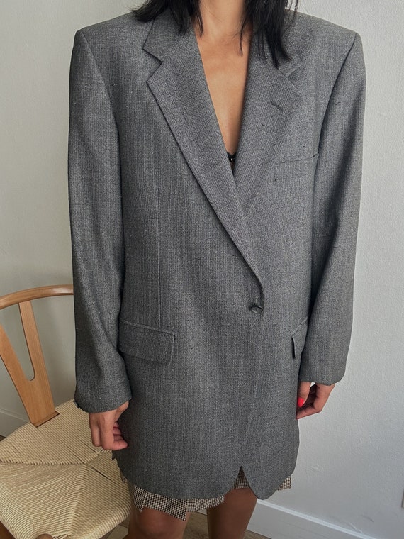 Vintage Givenchy Gray Blazer 100% pure wool blend 