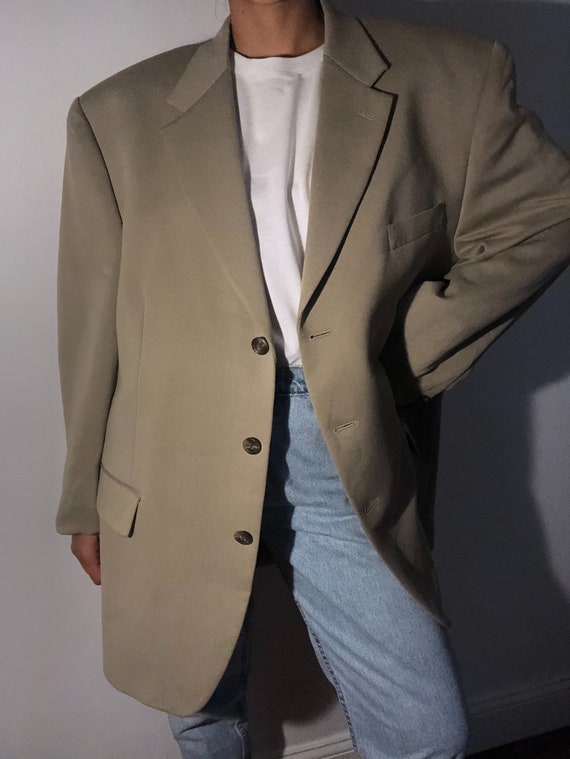 Vintage Oversized Nude Boyfriend Blazer | Minimal