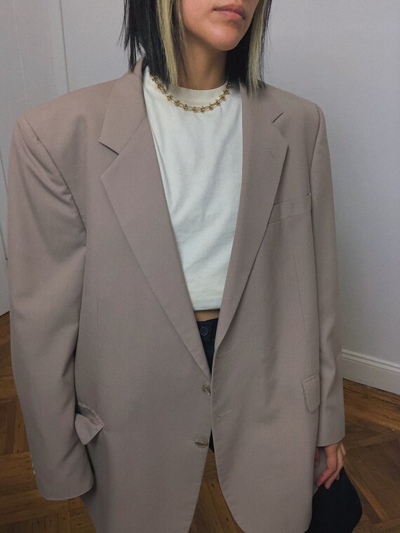 Vintage Oversized Nude Boyfriend Blazer | Minimal