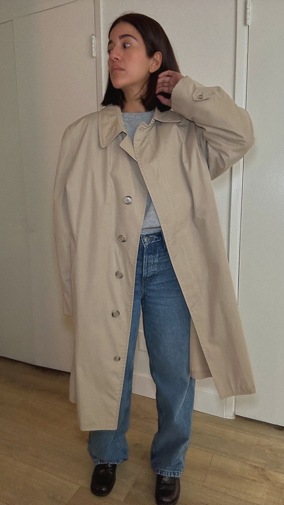 Vintage 70s Tan Beige Neutral Trench Rain Coat  | 