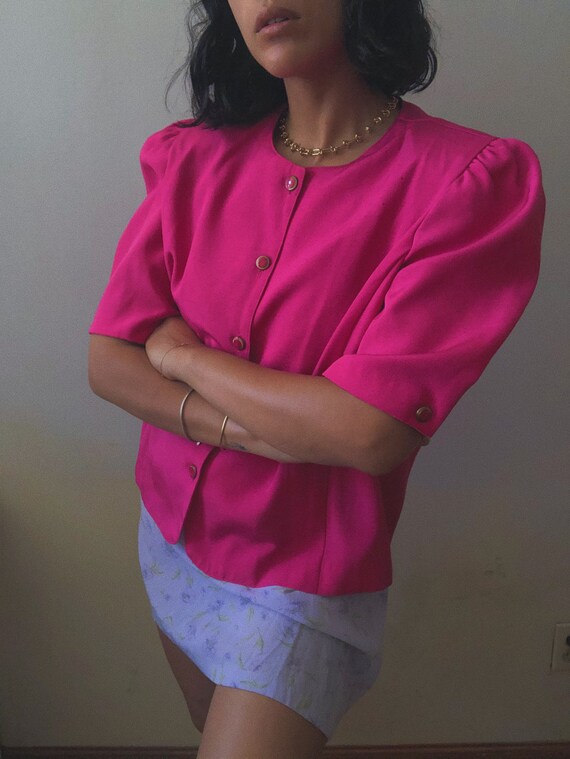 Vintage 1980s Hot Pink Short Sleeve Blazer