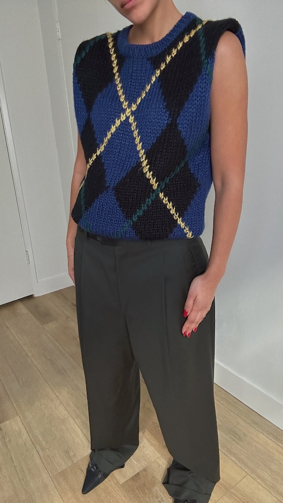 Vintage Blue Argyle Sweater Knit Vest | On Trend |