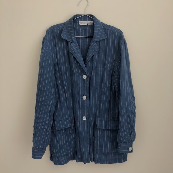 Vintage 90's Striped Oversized Linen Blazer