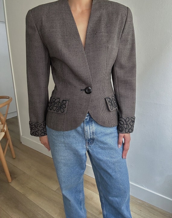Vintage Classic Cropped Woven Blazer Neutral Jacke