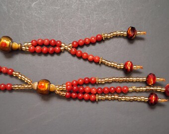 Coral Red Dyed Jade Stone Beads, Red Glass Beads, Juzu Prayer Beads, Nichiren SGI Buddhist, Chanting Beads, Gongyo, LorraineEllison
