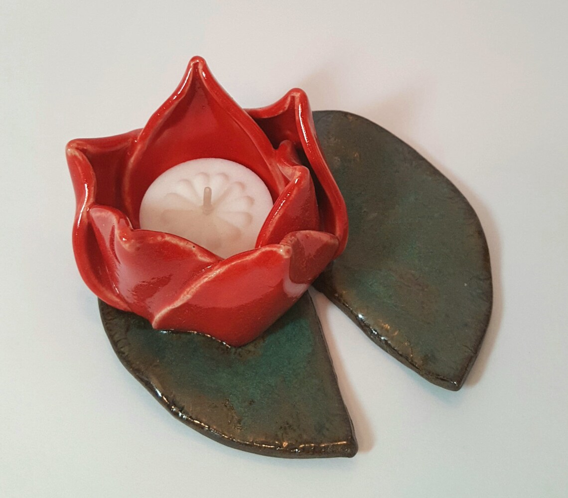 Lotus flower candle holder tealight candle ceramic ring Etsy