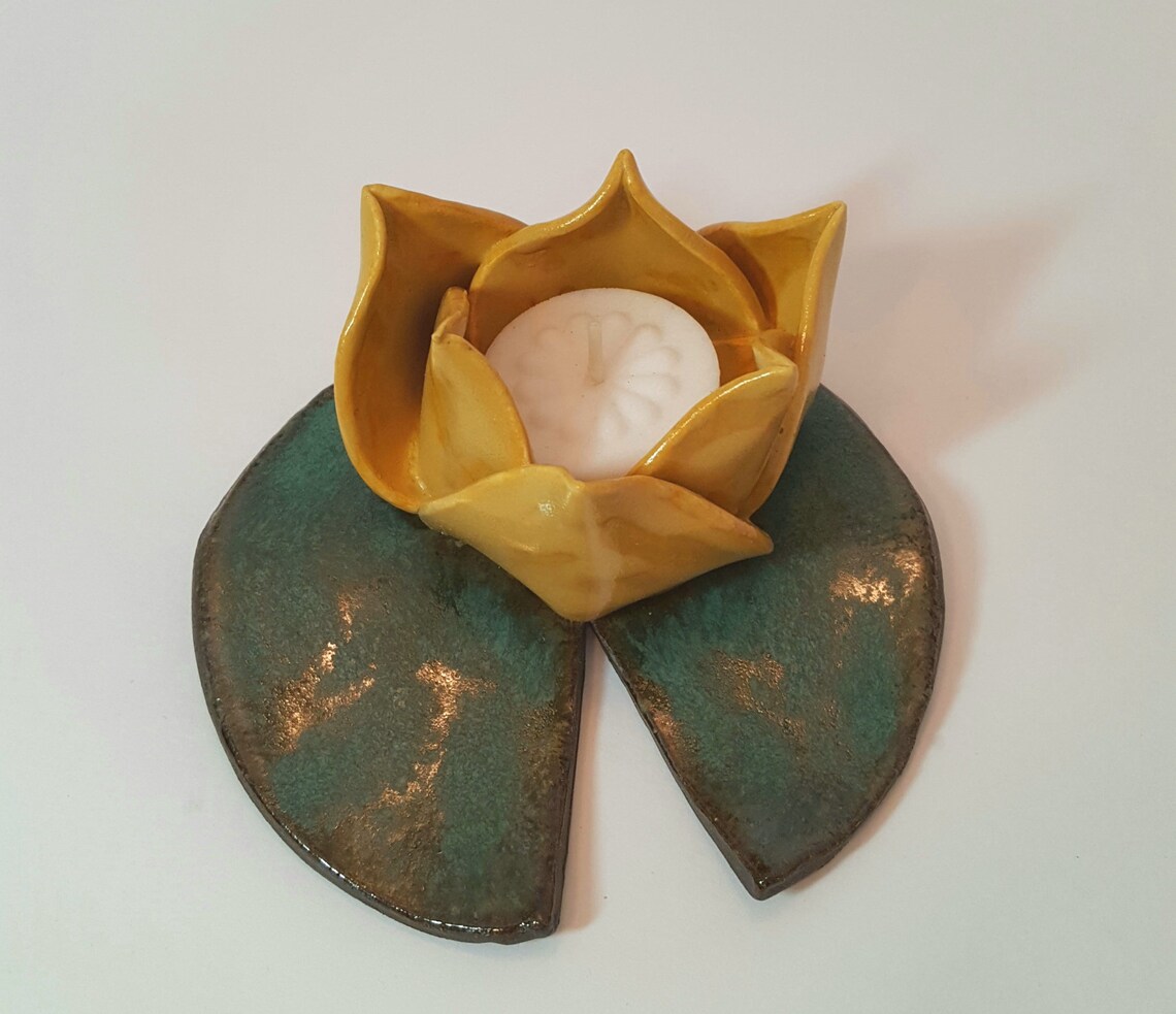 Lotus flower candle holder tealight candle ceramic ring Etsy