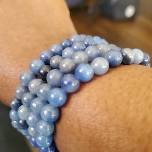 Bracelet quartz bleu, taille parfaite 6 mm de diamètre