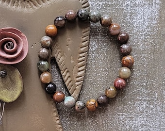 Serpentine Stone Bracelet: Boho Gemstone Healing Crystal Jewelry