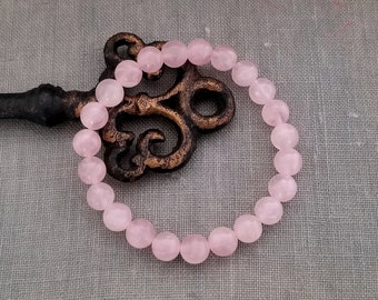 Rose Quartz Bracelet: 8mm Pink Gemstone Healing Crystal Bracelet